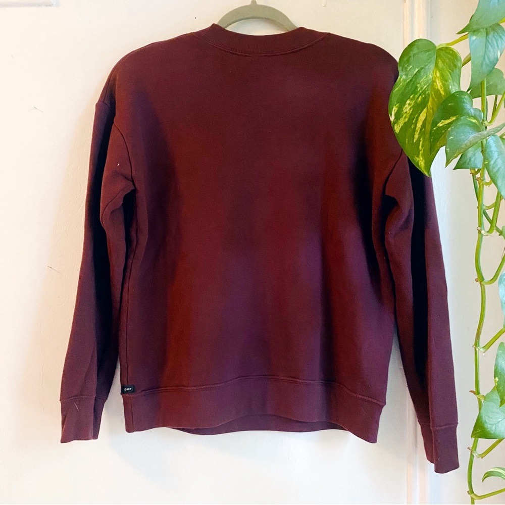 Obey women maroon sweatshirt small can’t believe we still have to protest this - Picture 6 of 6